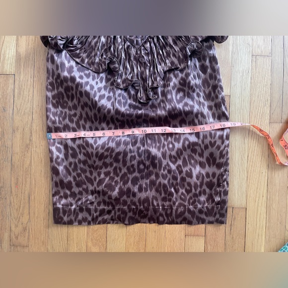 80s Vintage Leopard Dress w Sweetheart Neckline and Frilly Bottom - Picture 10 of 13